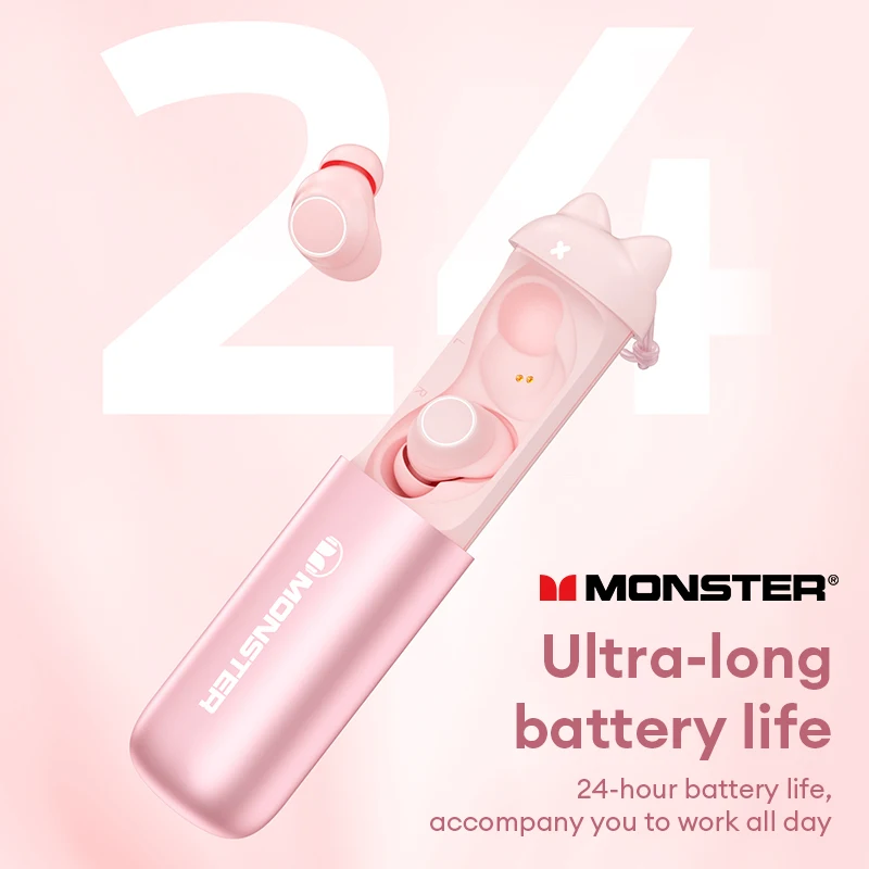 

NEW Monster MH22116 Wireless Bluetooth V5.3 Headphone Shocking Bass Fashion Earbuds Ultra-long Battery Life Earphones For Gift