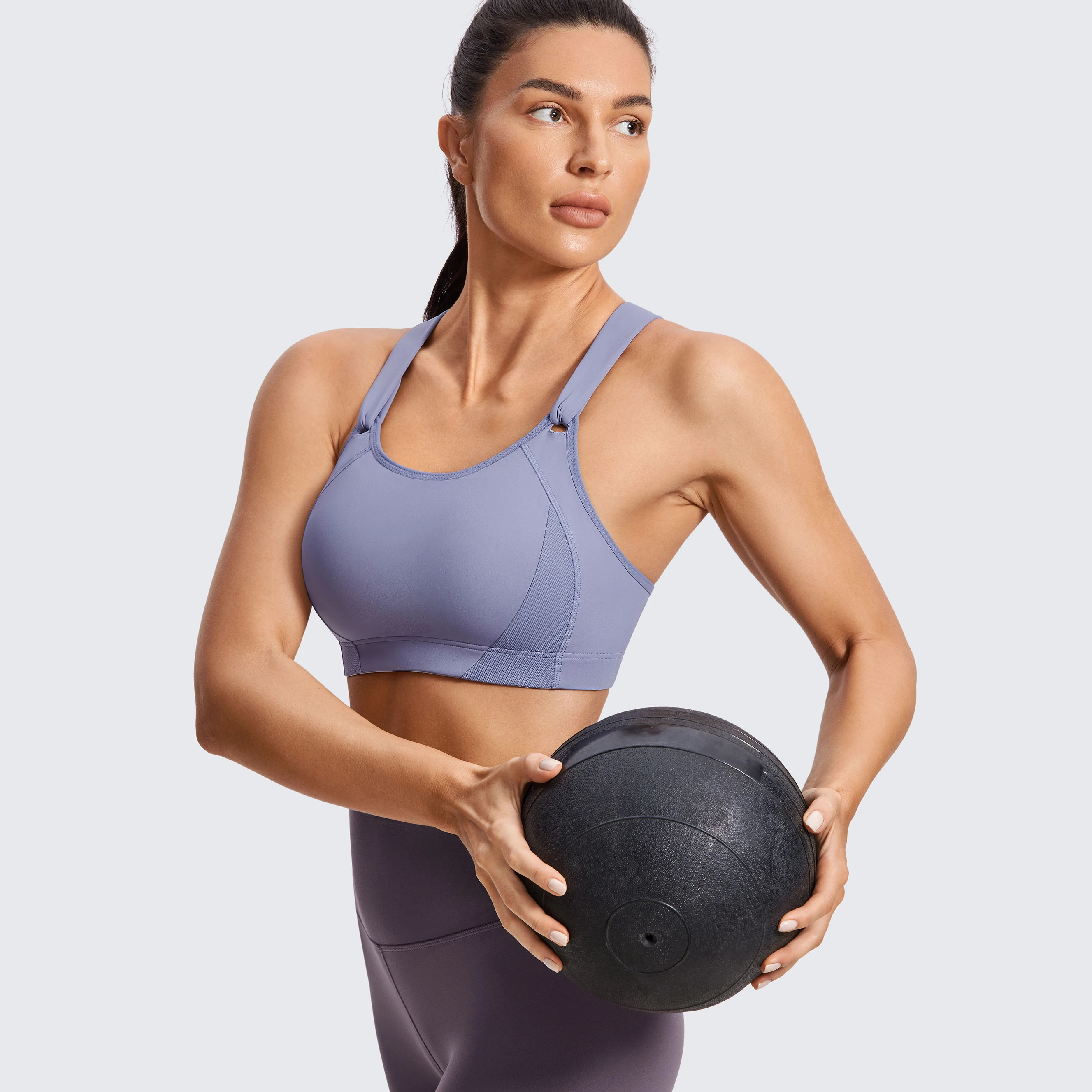 SYROKAN Sport Bras Women Sportswear Crop Tops For Fitness High Impact Wire Free Full Coverage Lightly Padded Vests Adjusted