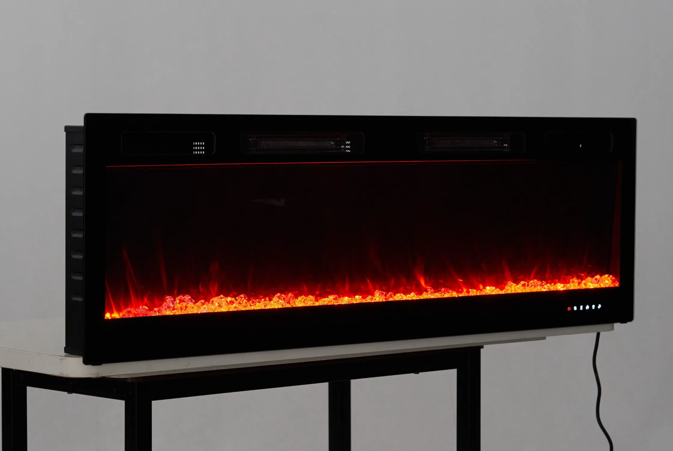 Thermostat Control System 60 Inch Ultra Thin Wall Mounted/Wall Recessed Electric Fireplace Space Heater 12 Flame Adjustment