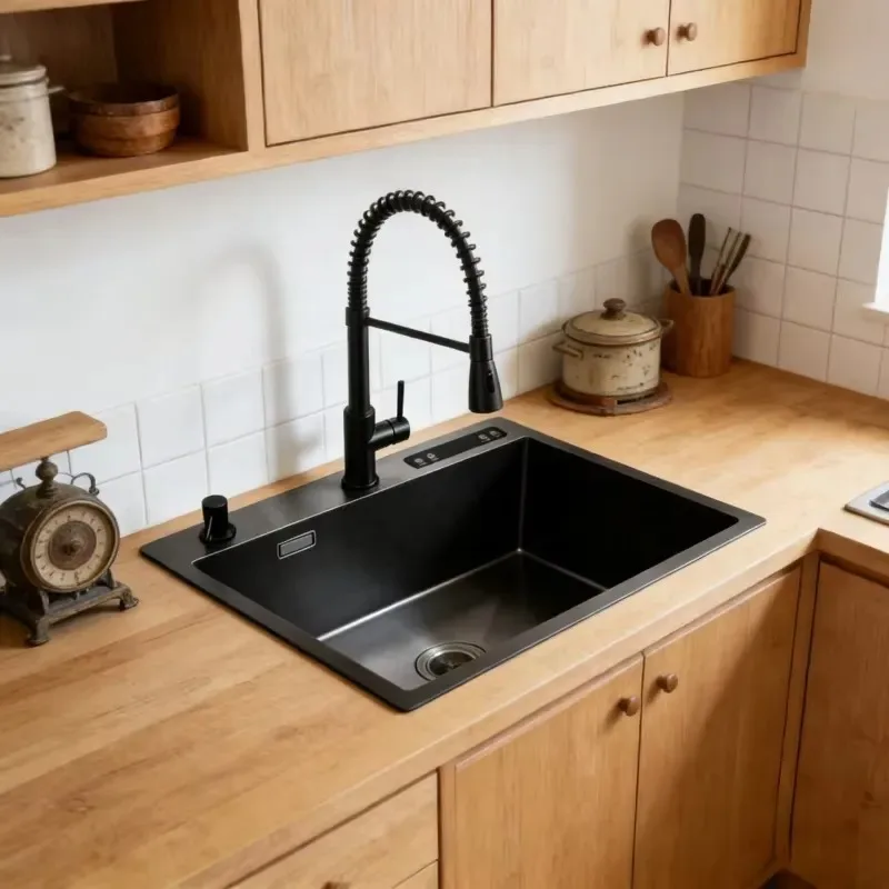 STLF High-quality multi-functional ultrasonic smart sink 304 stainless steel single slot No. 16 kitchen sink, suitable for