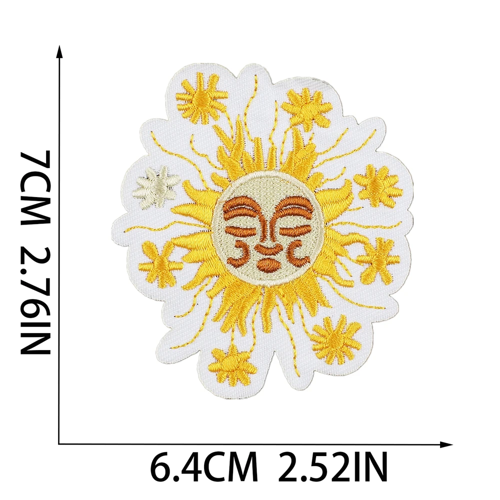 1pcs Patch Sunshine Stickers Iron On Patches for Clothing Sewing Embroidery Fusible Applique Badge Decoration Stripes