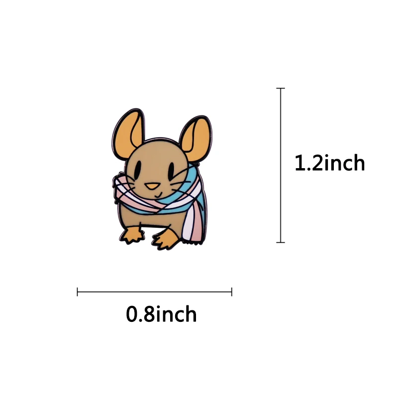 لطيف المتحولين جنسيا الفئران المينا دبوس الأزرق الوردي الأبيض وشاح عبر فخر الحيوان شارة LGBT بروش هدية ظهره الديكور مجوهرات