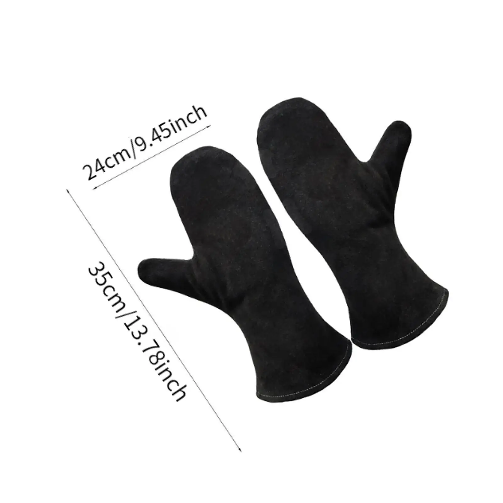 Leather Heat Resistant Gloves for Grilling BBQ Oven Mitts Fireproof Insulation Non Slip Camping Cooking Welding High Temperature