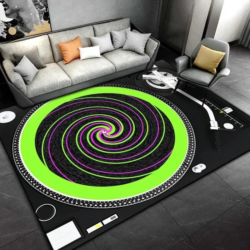Creative Vinyl Rug Optical Illusion Spiral Area Carpet Large Living Room Decor Floor Mat Non Slip Washable Bedside