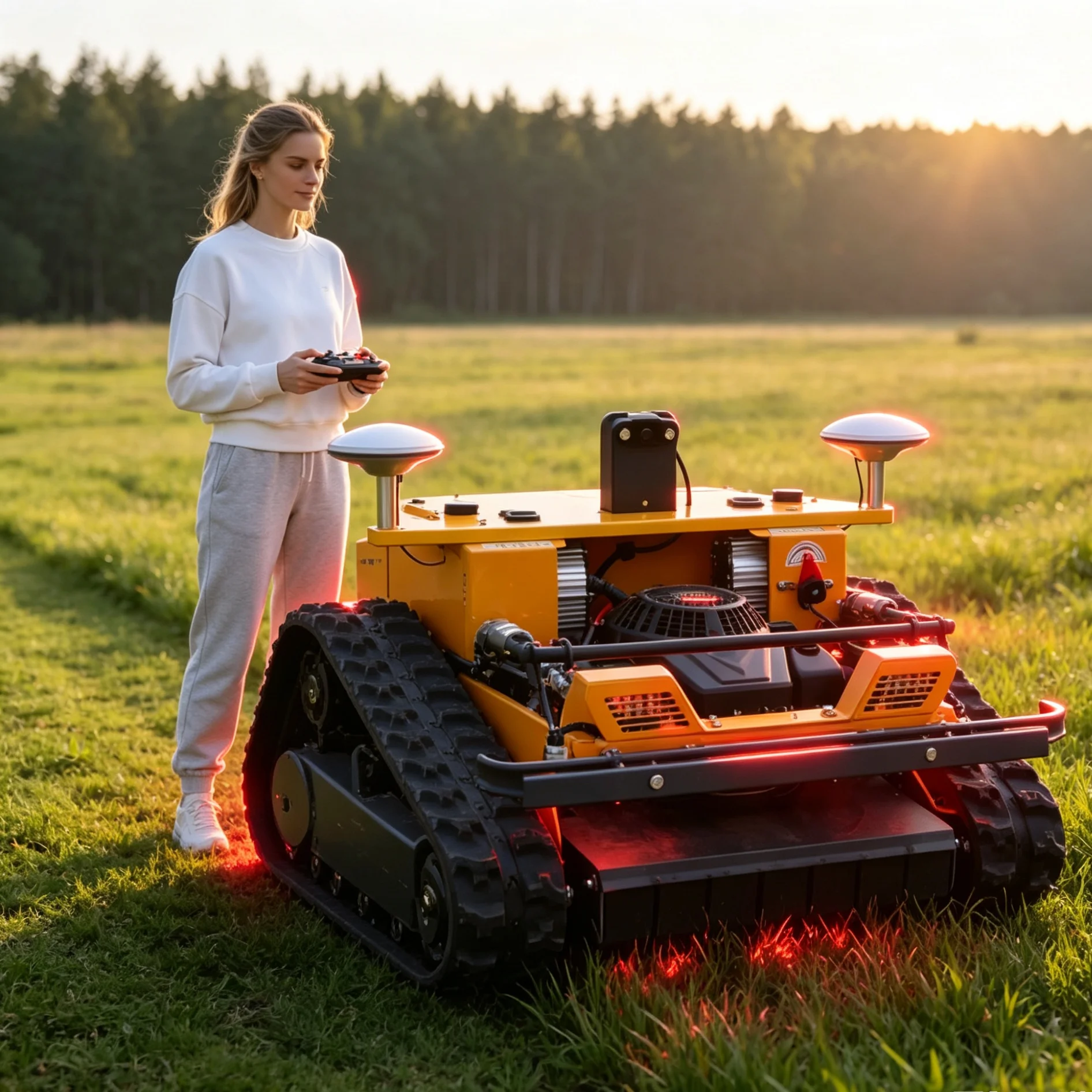 Customized Self-propelled Mower, 550GPS Remote , Yellow Body For Farm Lawn Weed Trimming