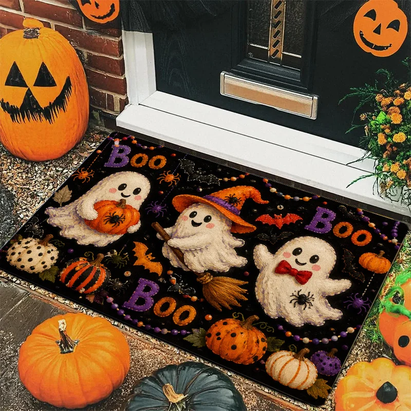 Household Indoor Entryway Practical Home Decoration Non Slip Front Porch Doormat Spooky Halloween Holiday Art