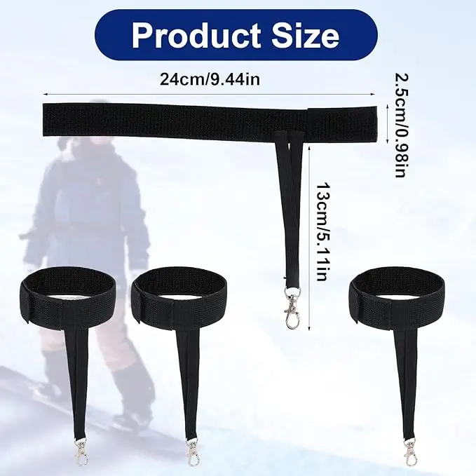 4 قطعة قفاز التزلج أشرطة السلامة دائم الرياضة مطاطا قفاز المقود الأشرطة مع سلاسل المفاتيح ملحق عملي للتزلج على الجليد