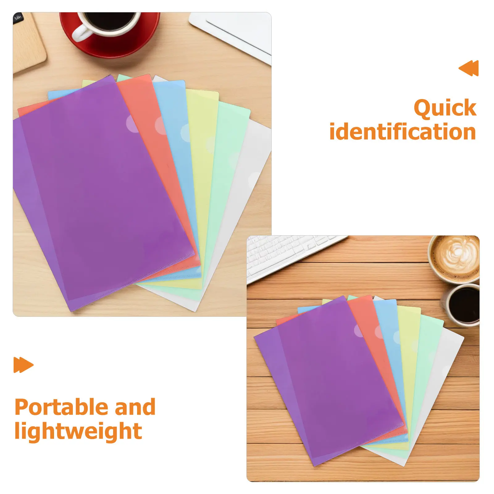 24Pcs Waterproof Document Folder L-Shaped Plastic Sleeve A4 Paper Holder Colored Transparent Project File Organizer