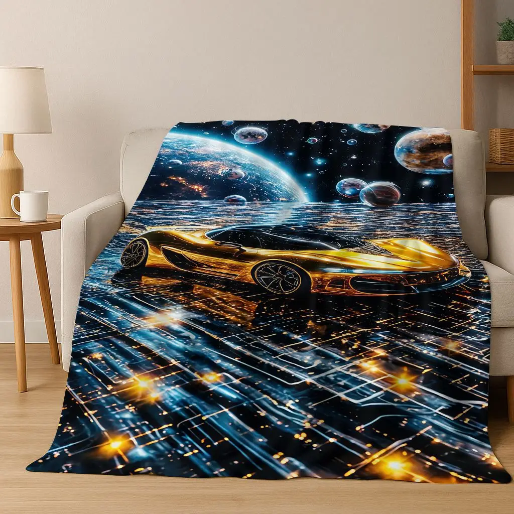 

Future Concept Sports Car Racing Bike Art Flannel Blanket,Cozy Soft Throw Blanket for Home Bedroom Bed Sofa Picnic Cover Gift