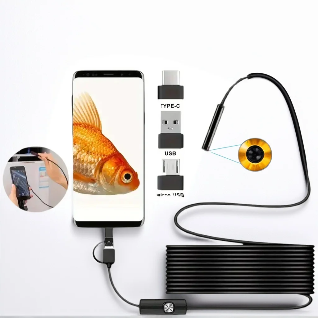 Mini Endoscope Camera 3-in-1 - USB Android OTG Type C Snake Camera