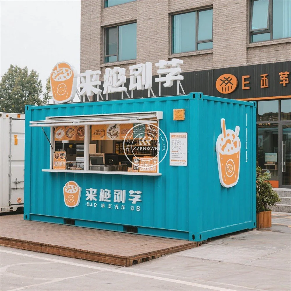 Modern Container Mobile Cafe Kiosk Fast Food Container Bar Street Restaurant Full Equipped Mobile Kitchen Outdoor Coffe Shop Bar