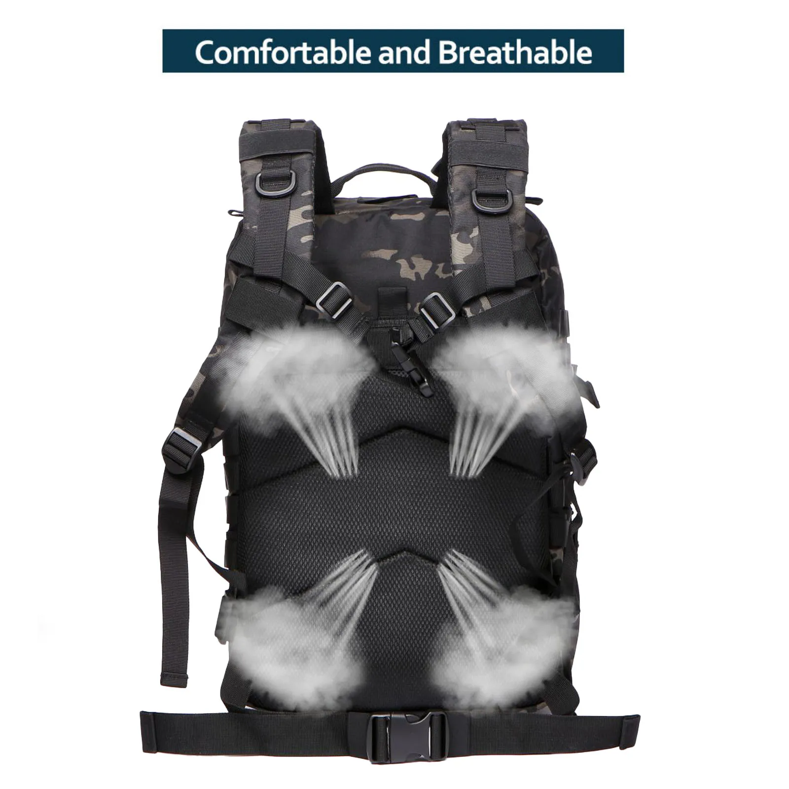 Langlebiger Nylon 50L Wasserdichter Taktischer Outdoor-Rucksack für Wandern, Trekking, Angeln, Jagen, Camping und Reisen – Detail 11
