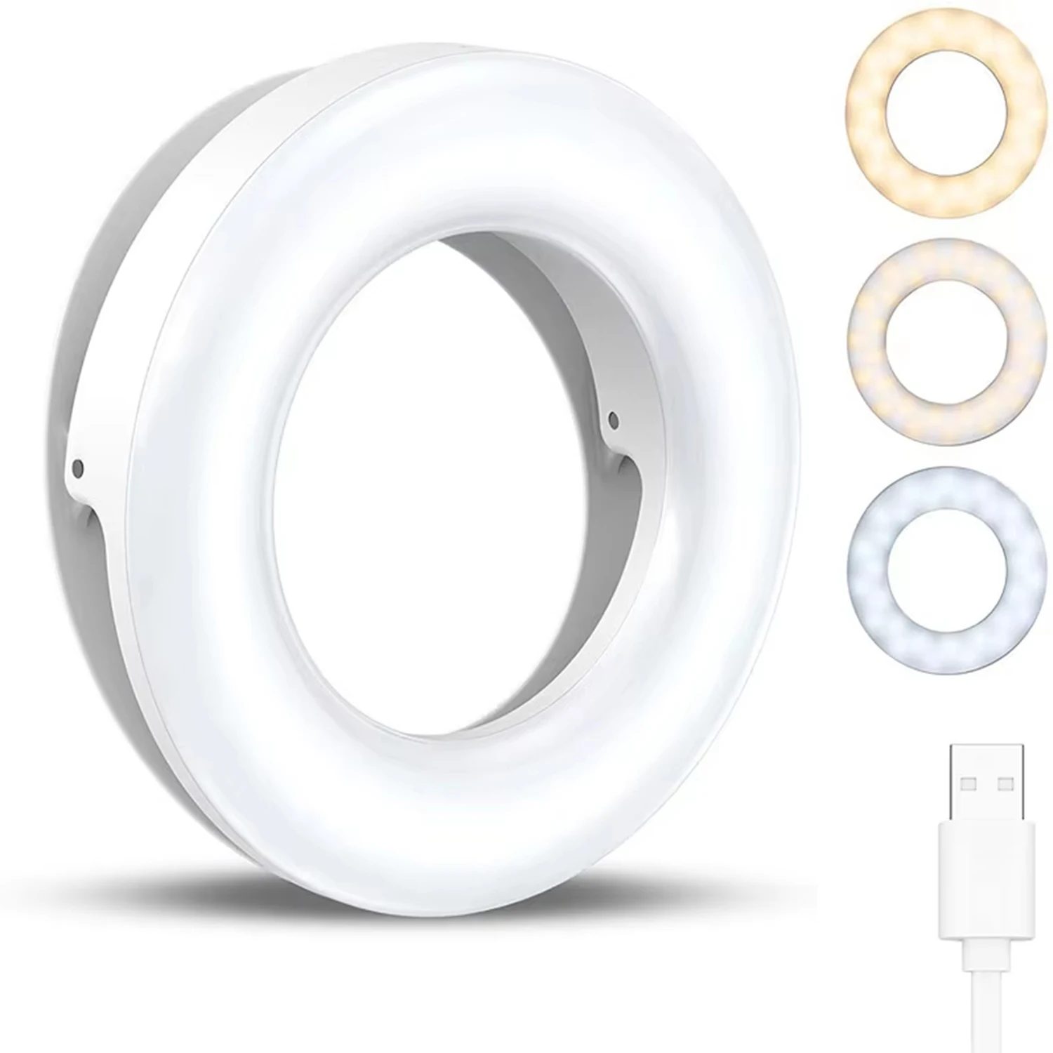 

60 High-Efficiency LED Beads Ring Light with Three Adjustable Shading Suitable for All Mobile Phones Clip-On Camera Lens