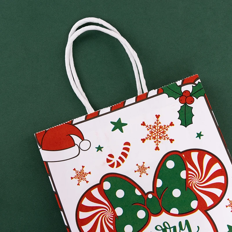 StoBag, Christmas Pattern, Kraft Paper Reusable Gift Bags, for kids Party supplies, Packing Presents, Goodies, Decor, 12/30pcs