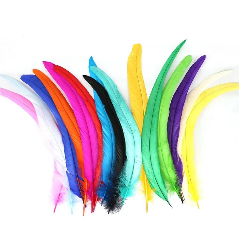 

50Pcs/Lot Colorful Rooster Feathers for Crafts Clothes 25-45CM Cock Chicken Tail Feather Decor Carnival DIY Manmade Decorations