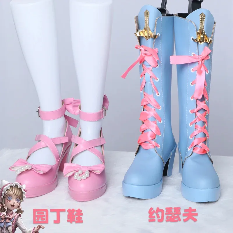 2025 11 Identity V Emma Woods zapatos de Cosplay mujer chica Joseph Desaulniers Cos azul rosa Anime botas de exposición