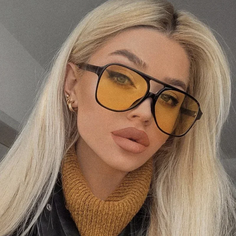 New Large Frame Flat Roof Sunglasses Women's Brand Designer Oval Sun Glasses Outdoor Driving Lady Eyewear UV400 Oculos De Sol image 2
