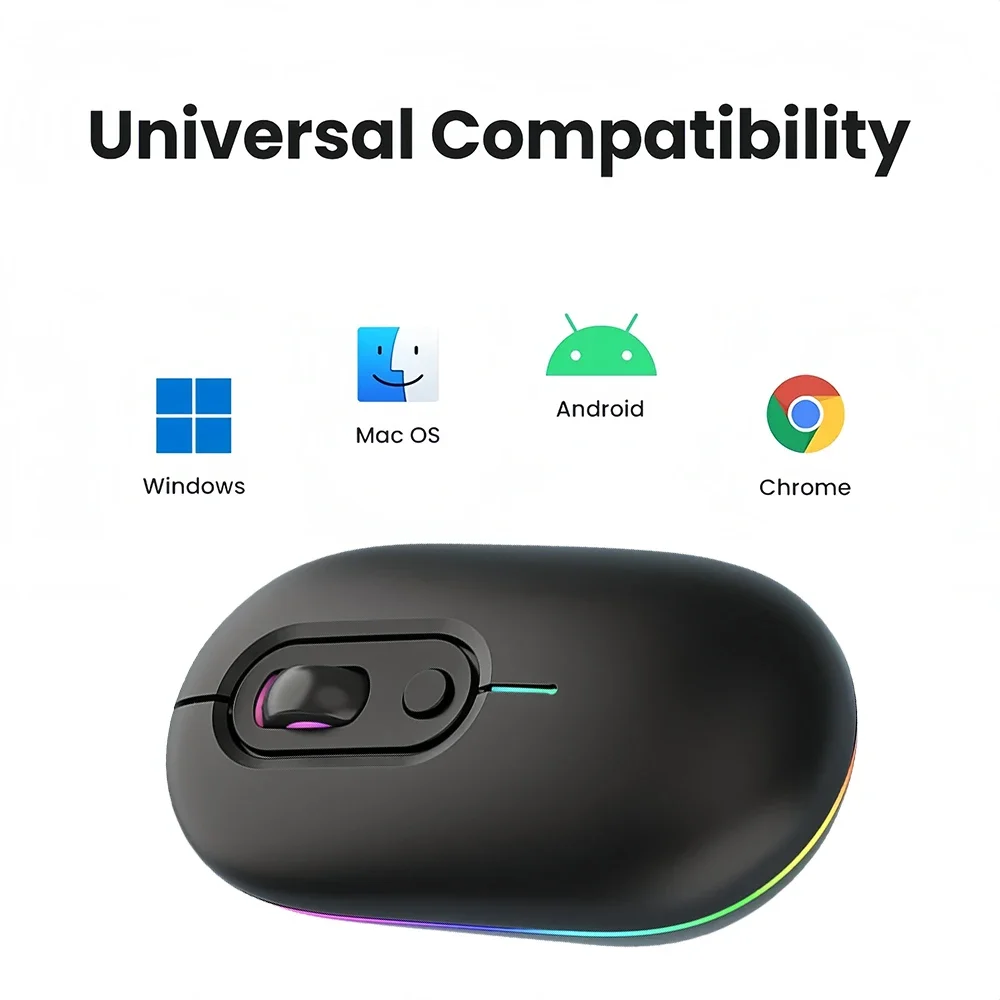 RGB Bluetooth 5.2 Mouse Dual-Mode 2.4G Wireless Mouse 400mAh Rechargeable Mouse Silent Mouse Gaming Mouse Mice for Laptop Tablet