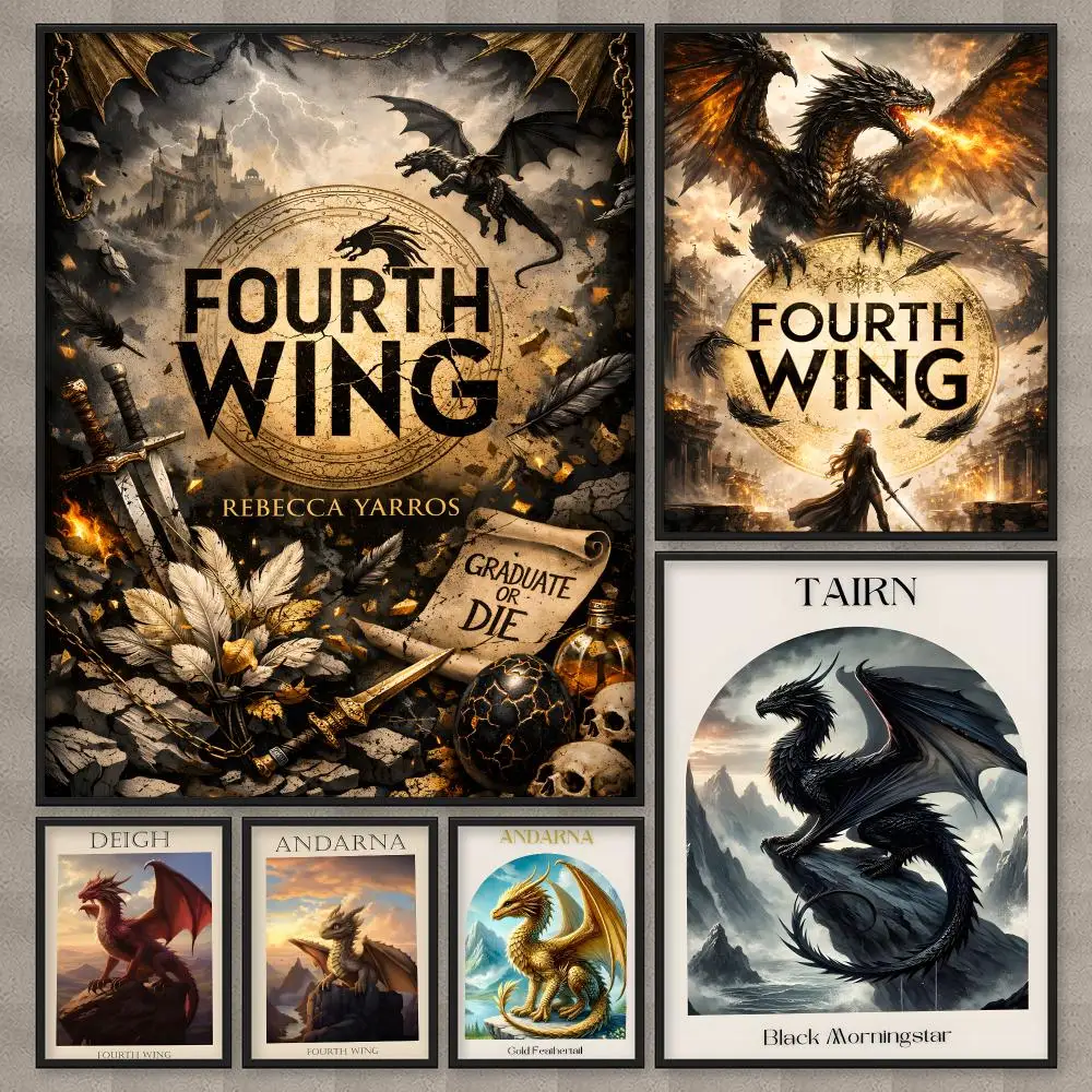1pc Fourth W-Wing Dragon Poster HD Wall Art Home Decor Waterproof Print Bedroom Garage Party Gift