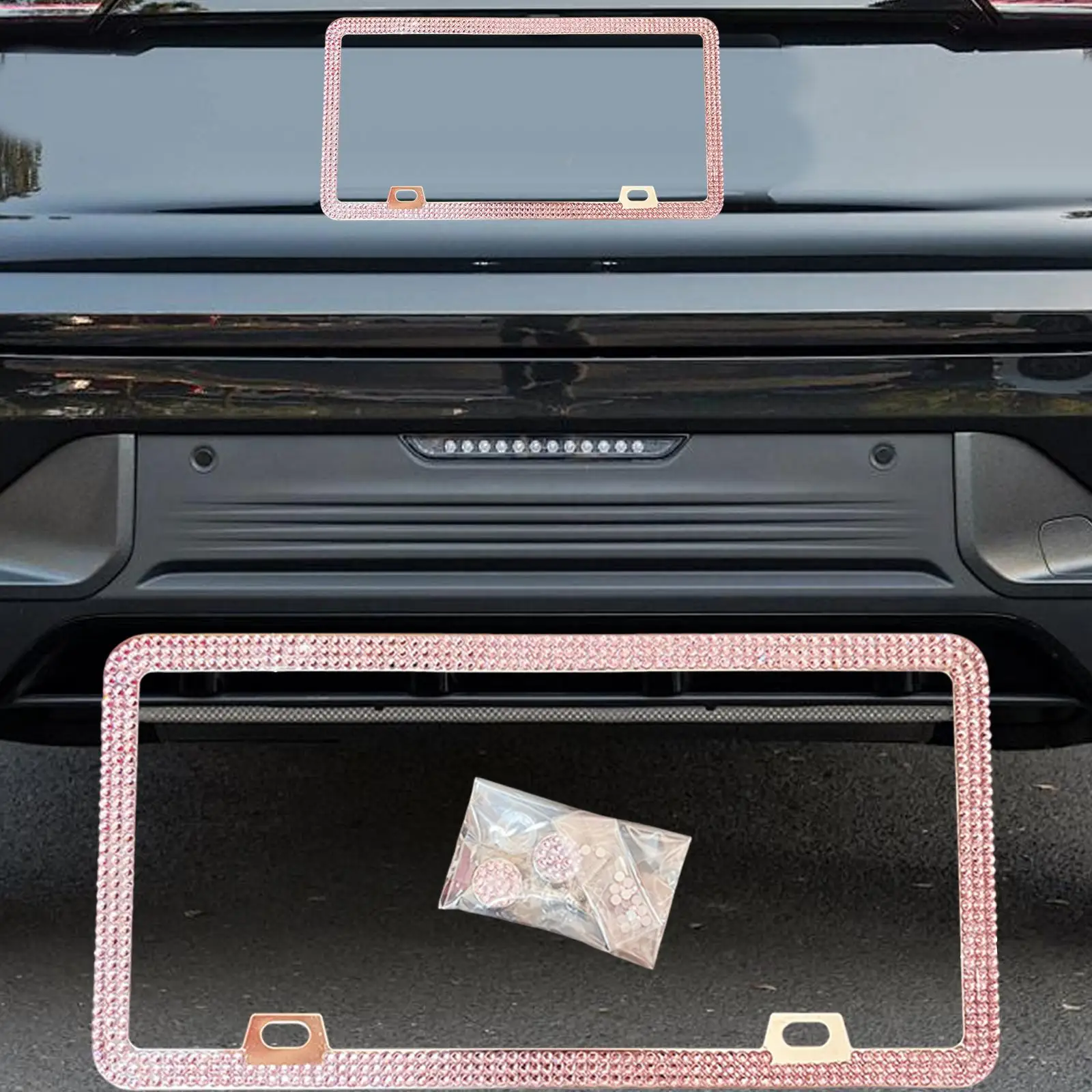 Auto License Plate Frames 2 Pack Stainless Steel Number Plate Holder Secure Fit Anti Vibration for Standard US