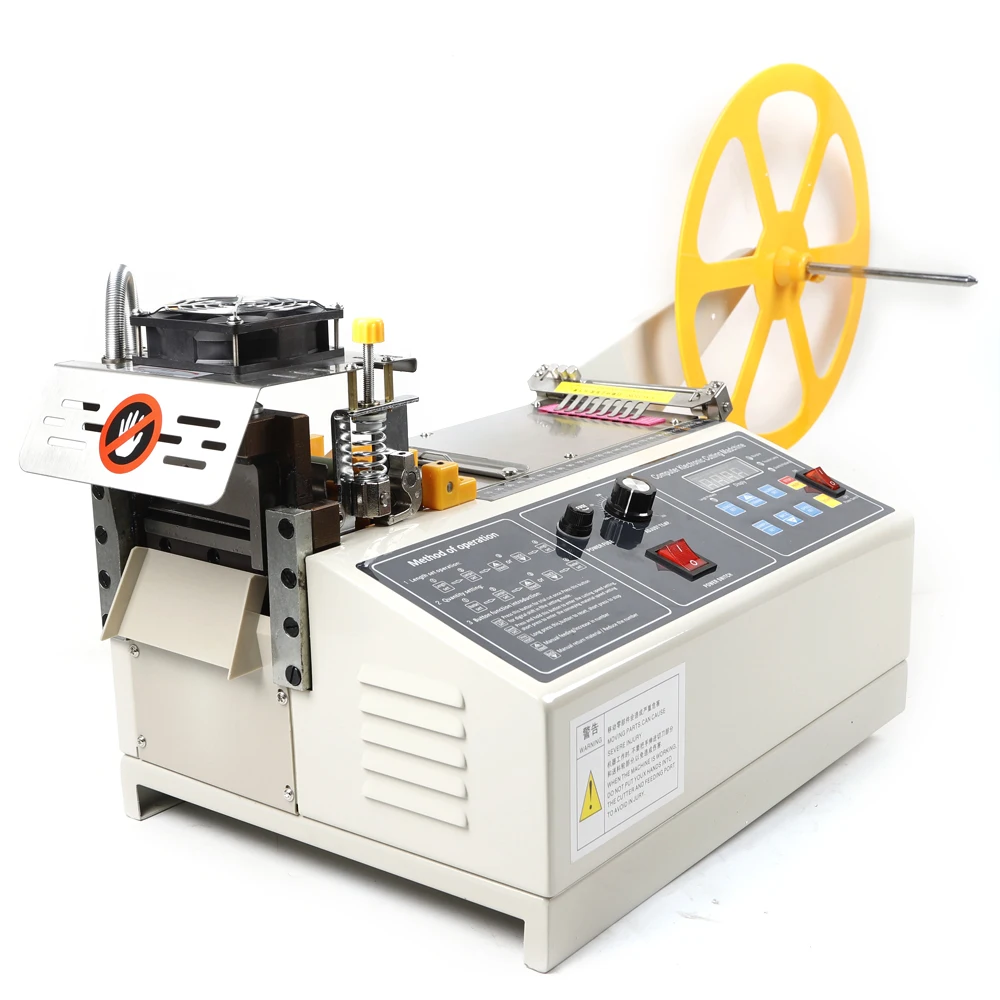 Automatic Ribbon Belt Fabric Cutting Machine Hot & Cold Tape Digital Belt Cutter Textile Ribbon Strip Cutting Machine 280W 110V