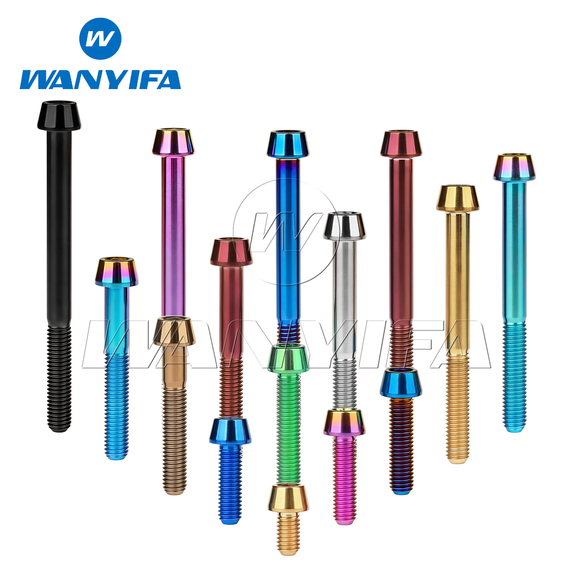 Wanyifa Titanium Bolt M5x 9 16 18 20 25 30 35 40 45 50 55 60mm Allen Key Taper Head Screws for Bicycle Stem Seatpost