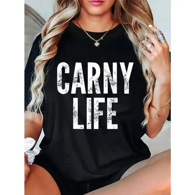 

"Carny Life T-Shirt for Women | Funny Quote Graphic Tee | Vintage Washed Carnival Lover Gift"
