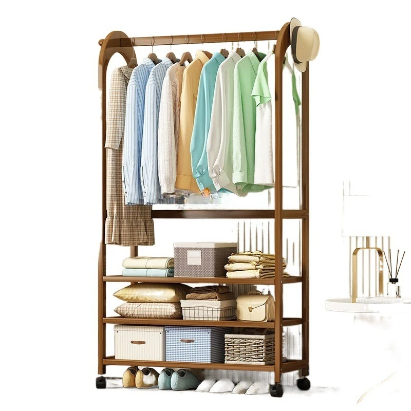 

Simple coat rack Solid wood bedroom hanger Wardrobe floor clothes bag Simple modern multi-functional home furnishings