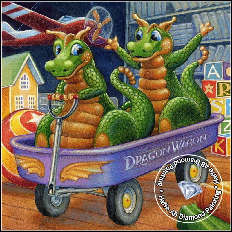 5d AB Diamond Painting Cute Animal Little Dragon Reading Books By Randal Spangler Full Drills Cross Stitch Mosaic Home Decor