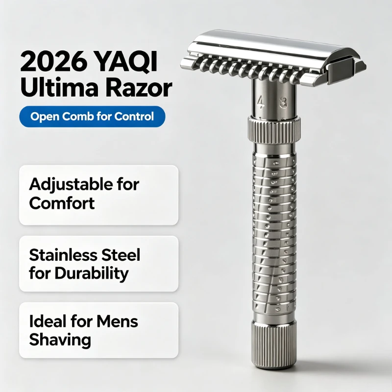 2026 YAQI Ultima Open Comb Adjustable Safety Razor for Men, New Stainless Steel Double Edge Wet Shaving