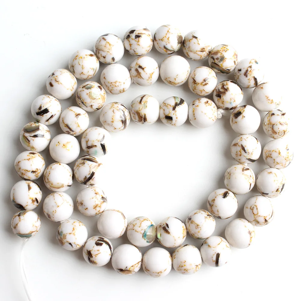 4mm Wholesale Natural Stone Beads White Howlite Loose Round Beads for Jewelry Making DIY Gift Bracelet Necklace Accessories 15\'\'