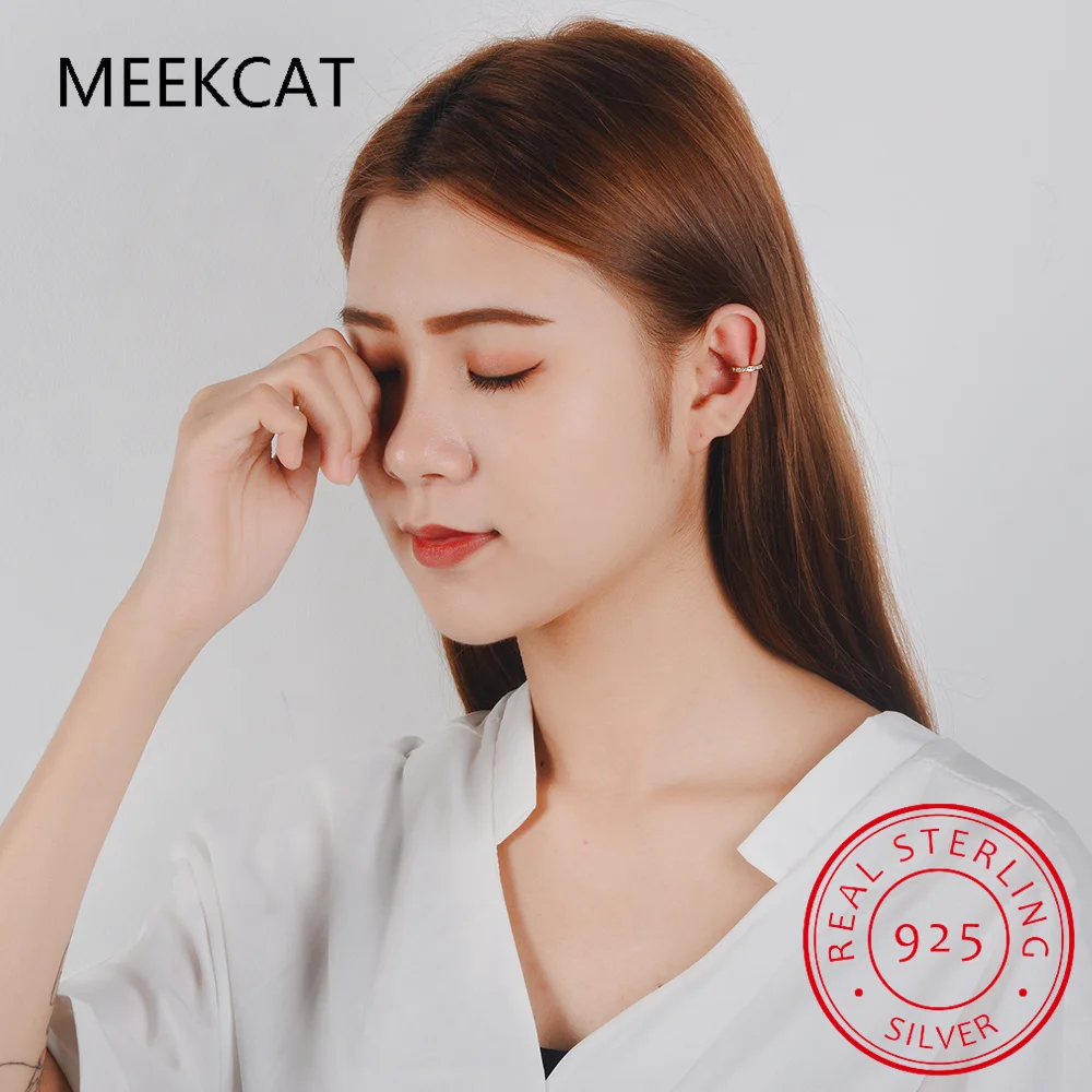 925 Sterling Silver Full Moissanite Ear Cuff Clip Earrings For Women Sparkling Lab Diamond Without Piercing Jewelry Brincos - view 2
