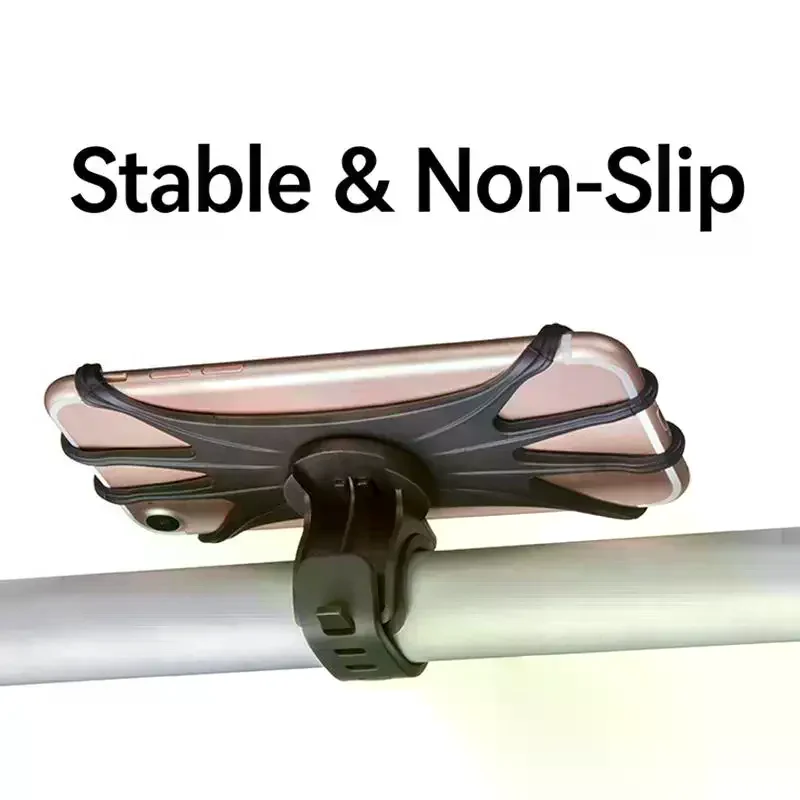 Support de téléphone rotatif pour vélo et moto, support en silicone, type traction, fixation sûre pour tous les smartphones, support de cyclisme 360