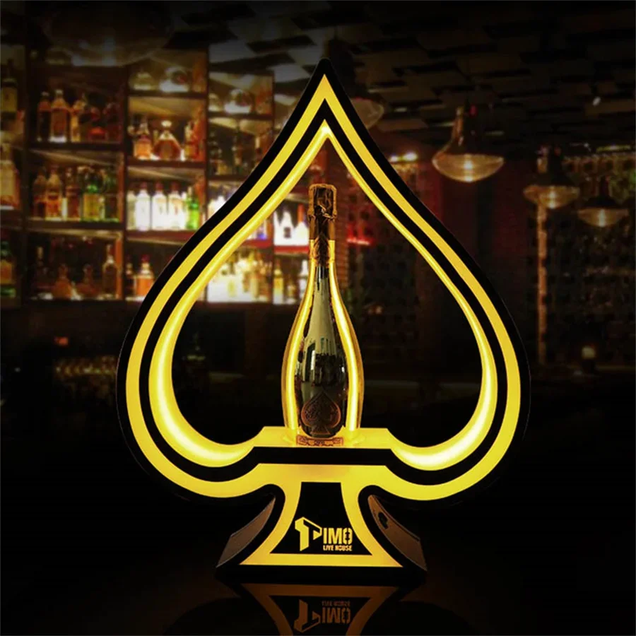 

LED Ace of Spade Bottle Presenter VIP Champagne Wine Glorifier Events Wedding Party Lounge Bar NightClub Beverage Display Stand