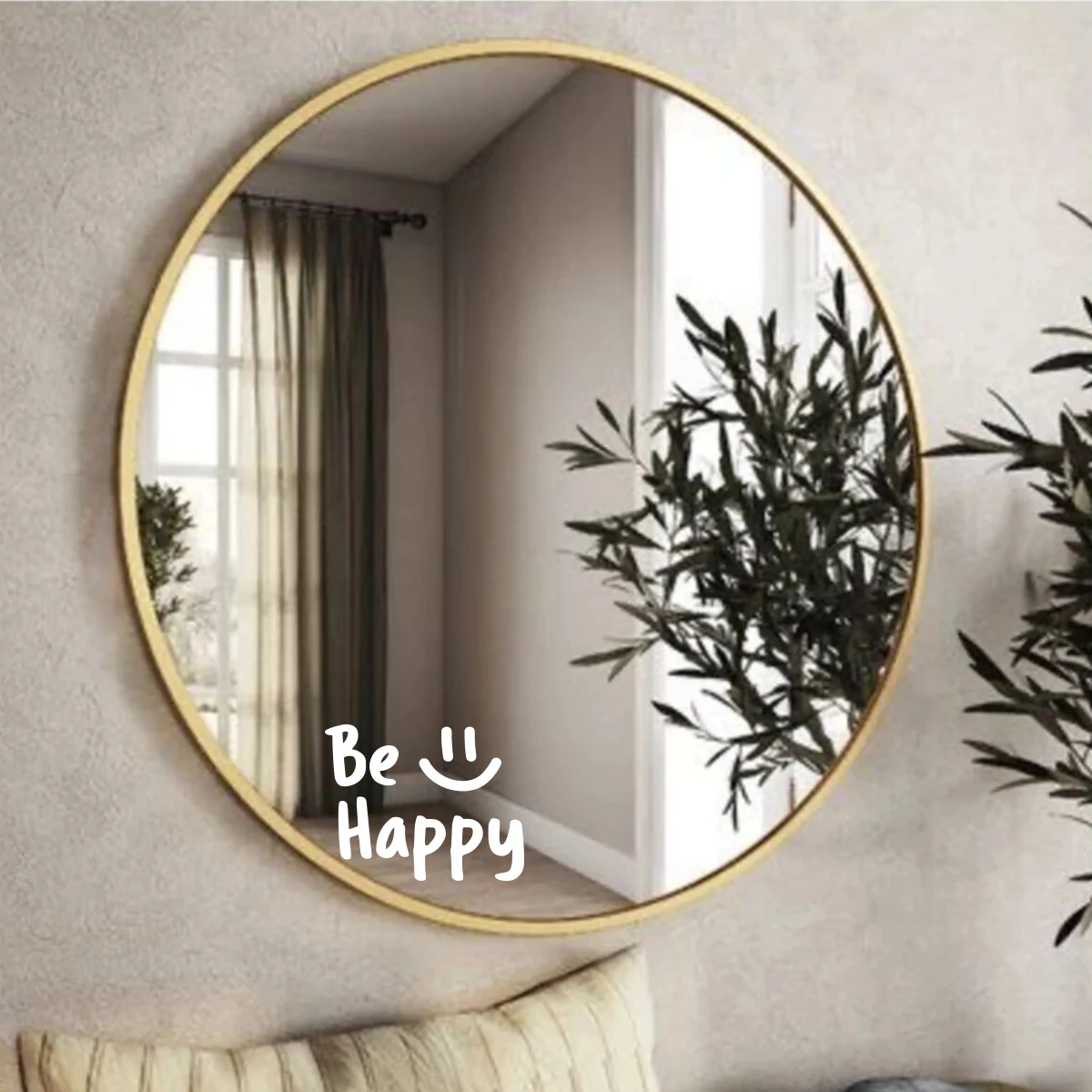 1pc Colorful be happy smile face mirror sticker Wall Sticker Home Decoration Accessories  Home Decor Wall Stickers
