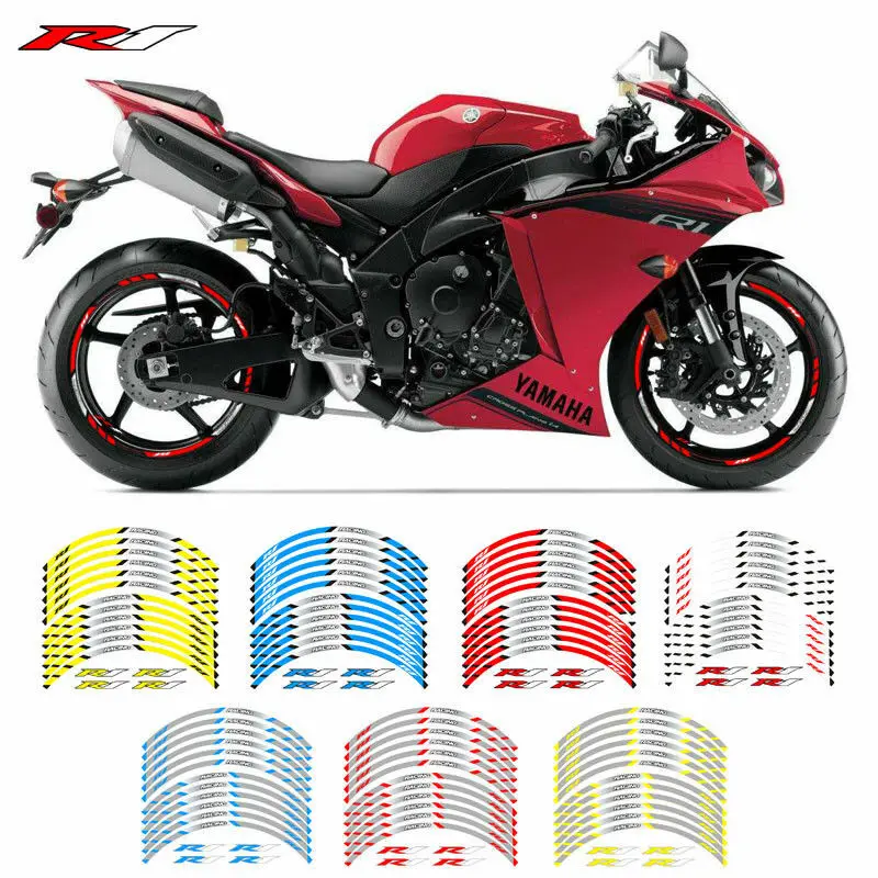 야마하 YZF-R1 YZF R1 17인치 림 스트라이프 휠 데칼 테이프 스티커 키트용 오토바이 스티커 데칼