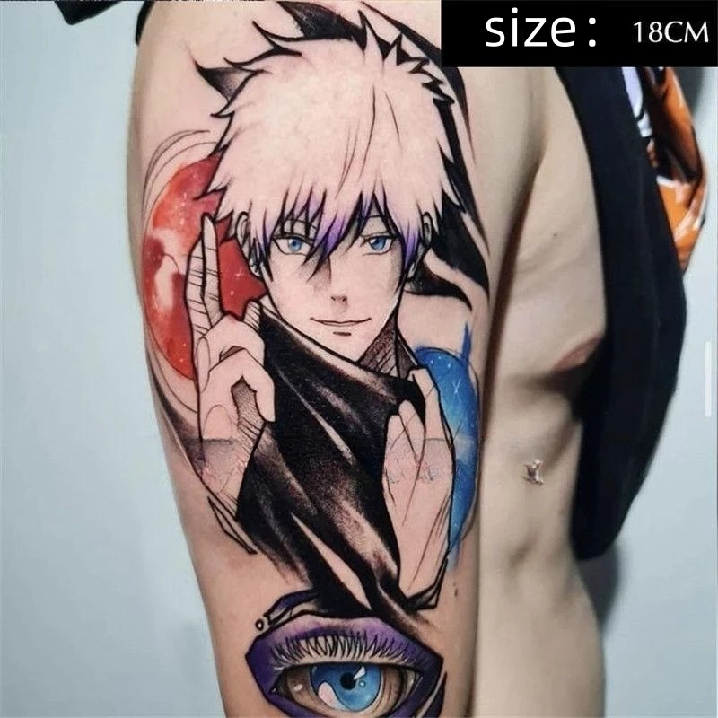 

Jujutsu Kaisen Anime Temporary Tattoos for Woman Man Cartoon Gojo Satoru Tatto Arm Waist Body Art Waterproof Fake Tattoo Sticker