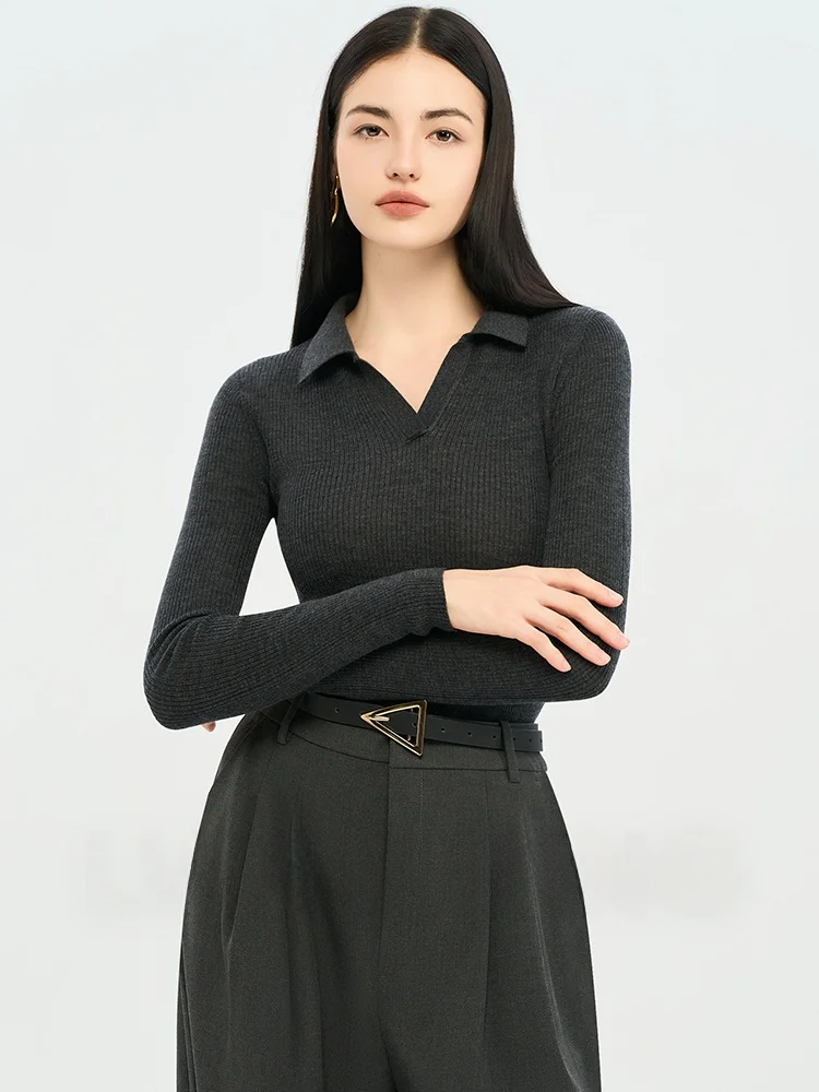 

Классический свитер-лонгслив из 100% чистой шерсти, вязаный, базовый слой, немецкий шелк Янчжоу, женская мода