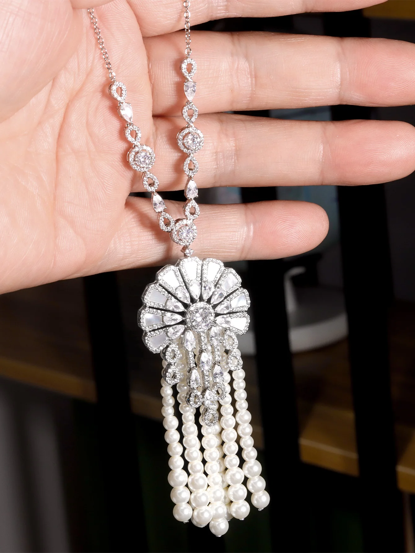 New Trendy Sweater Long Necklace Earring Jewelry Sets For Women Wedding Party Zircon CZ African Dubai Bridal Jewelry