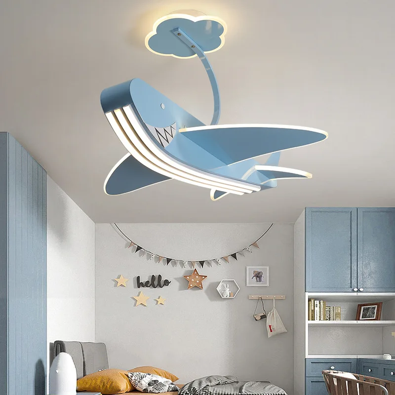 Whale Children's Lamp Boy's Bedroom Ceiling Lamp with fan Modern LED Lighting Simple Decoration Lamp