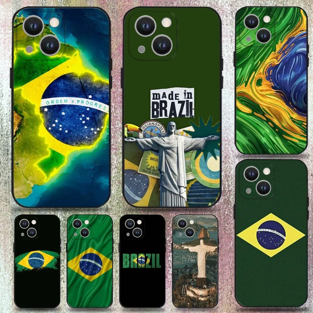 

Brazil Brazilian Flag Phone Case For iPhone 16,15,14,13,12,11 Plus,Pro Max,XS,X,XR,SE,Mini,8,7,Soft Silicone Black Cover