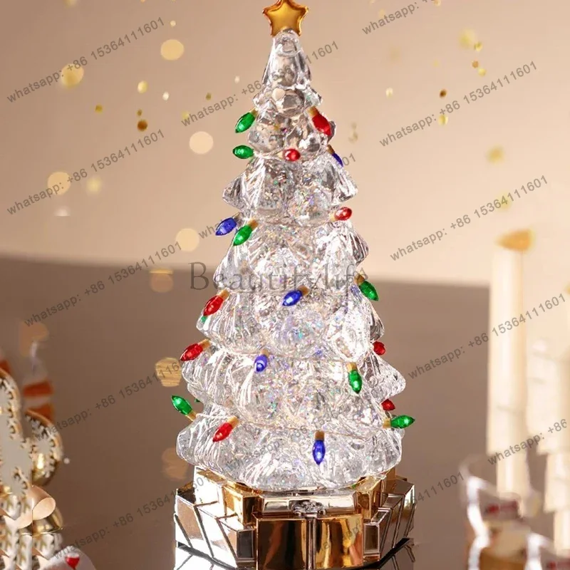 Lantern Tree Music Box Ornament Christmas Tree Tabletop Porch Ornament Snow Music Box Children Gift Ornament Home Decoration
