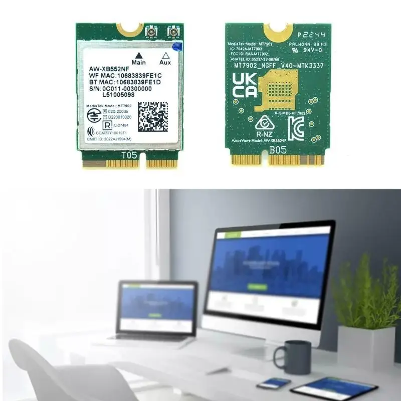 MT7902 AW-XB552NF Wireless Card WiFi 6E Networking Adapter CNVi Interfaces 2.4/5/6G 2400M BT5.2 for Laptops Fast 