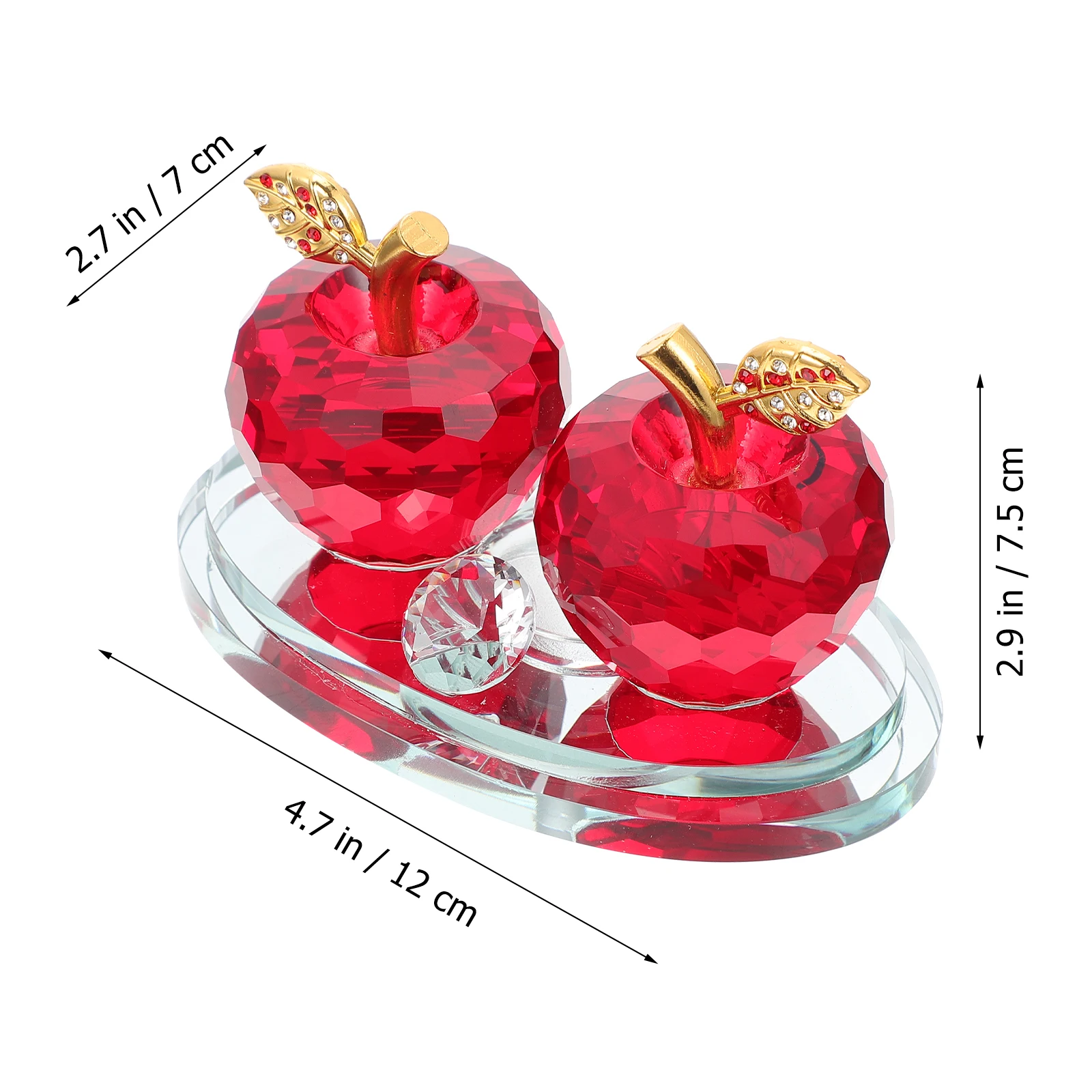 

Crystal Apple Ornament Christmas Decorations Paperweight Home Car Perfume Glass Faceted Xmas Adorn and Women