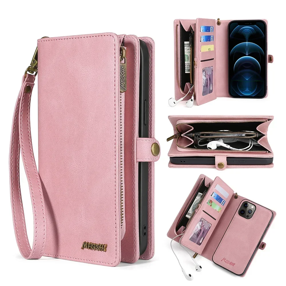 

Wallet PU Leather Phone Case Cover For iPhone 16 15 Pro Max iPhone 16 15 Plus with Card Slots Zipper Wallet Design Phone Cover
