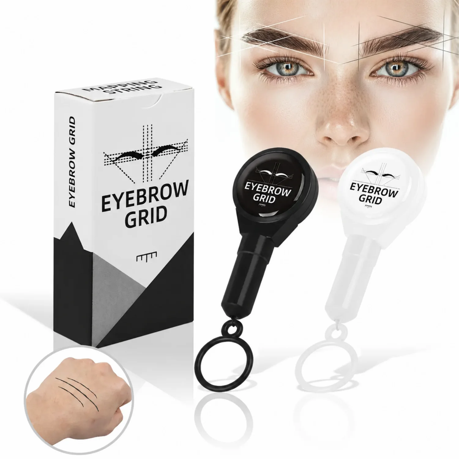 

PMU Brow Mapping String Ink Thread Retractable Eyebrow Marker Pre-Inked Microblading Measuring Tool Semi Permanent Makeup Kit