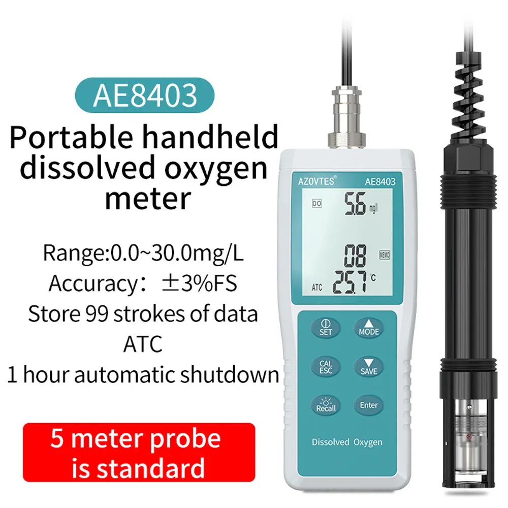 Digital Portable dissolved oxygen meter AE8403 Aquaculture oxygen meter range 0.0~30.0mg/L