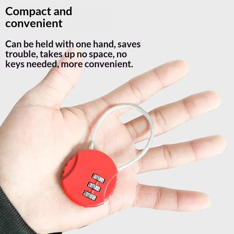 3-stelliges Kabel-Kombinationsschloss, flexibles Draht-Passwortschloss, Diebstahlsicherung für Gepäck, Rucksack, Reisekoffer und Schränke. – Detail 3