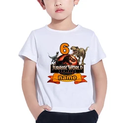 Jurassic Park Dominion T-Shirt Dinosaur Number Name Happy Birthday 1-12 Years Old Boy T Shirt Kids Clothes Girls Summber Tops