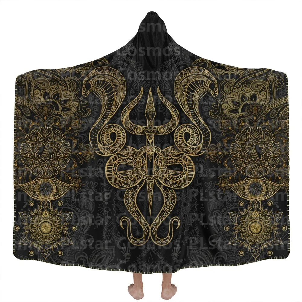 Vasuki Hooded Blanket 3D All Over Printed Wearable Blanket for Men and Women Adults Kids Fleece Blanket